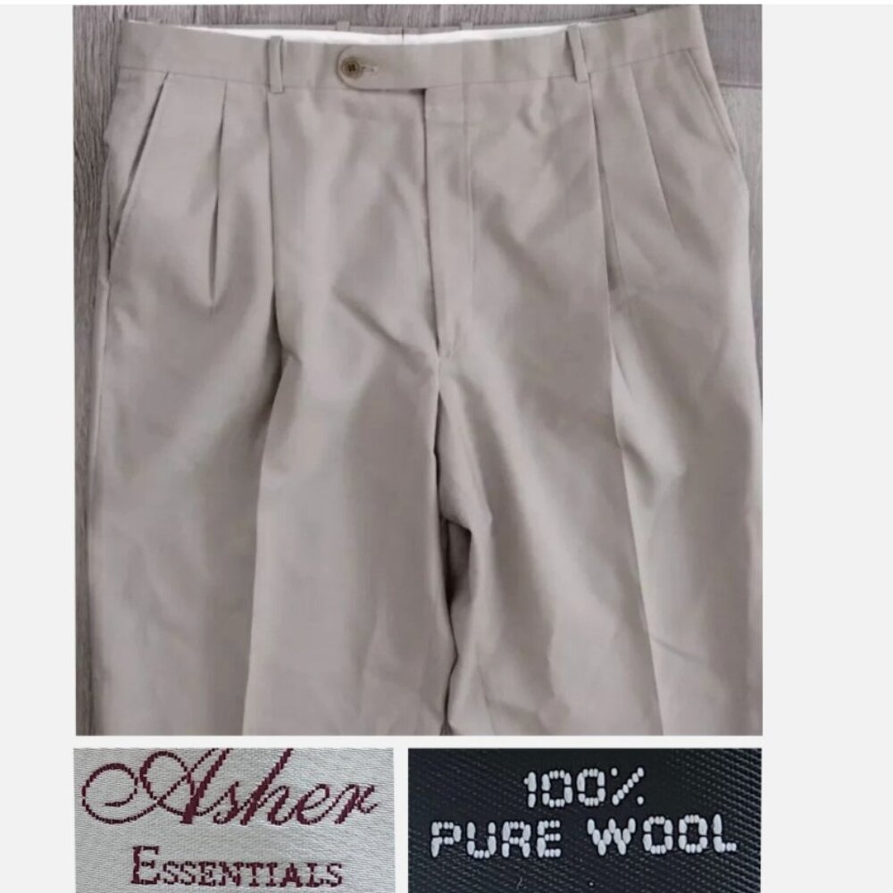 Asher Essentials Wool Men Pleated Pants